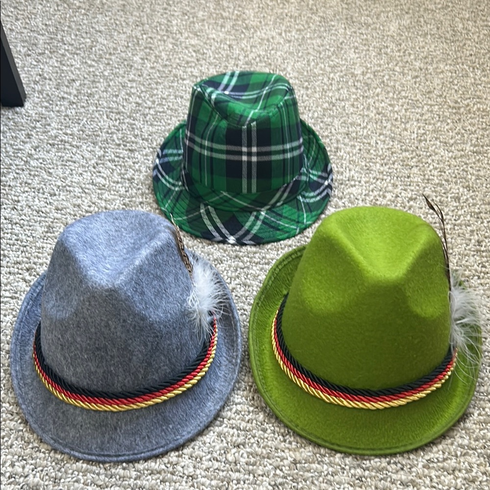 Chic Fedora Hat Collection - Green, Gray, Plaid